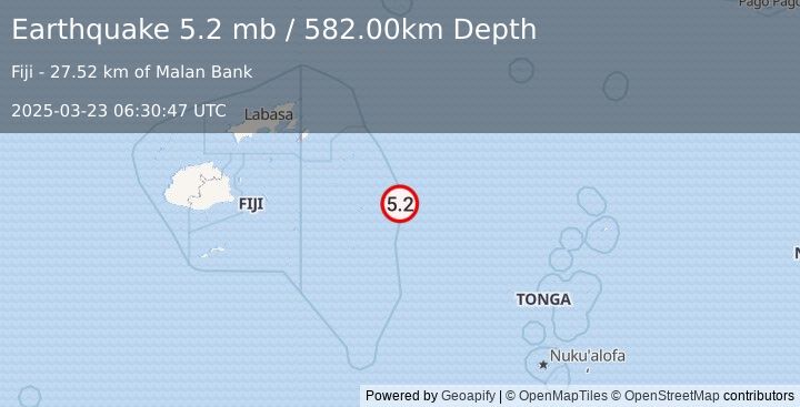 Earthquake FIJI REGION (4.5 mb) (2025-03-23 06:30:49 UTC)