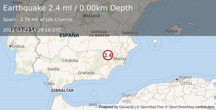 Earthquake SPAIN (2.4 ml) (2025-03-23 14:39:16 UTC)