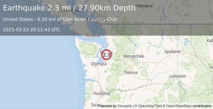 Earthquake SEATTLE-TACOMA AREA, WASHINGTON (2.3 ml) (2025-03-23 20:11:43 UTC)