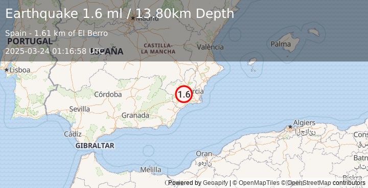 Earthquake SPAIN (1.6 ml) (2025-03-24 01:16:58 UTC)