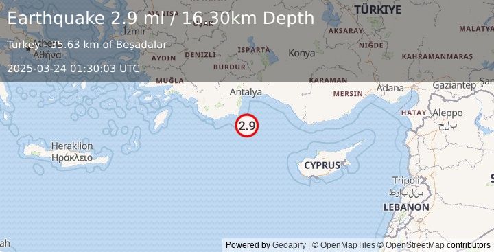 Earthquake WESTERN TURKEY (2.9 ml) (2025-03-24 01:30:03 UTC)