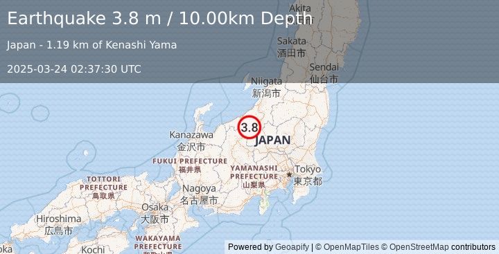 Earthquake EASTERN HONSHU, JAPAN (3.8 m) (2025-03-24 02:37:30 UTC)