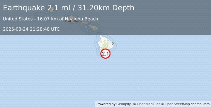 Earthquake HAWAII REGION, HAWAII (2.1 ml) (2025-03-24 21:28:48 UTC)