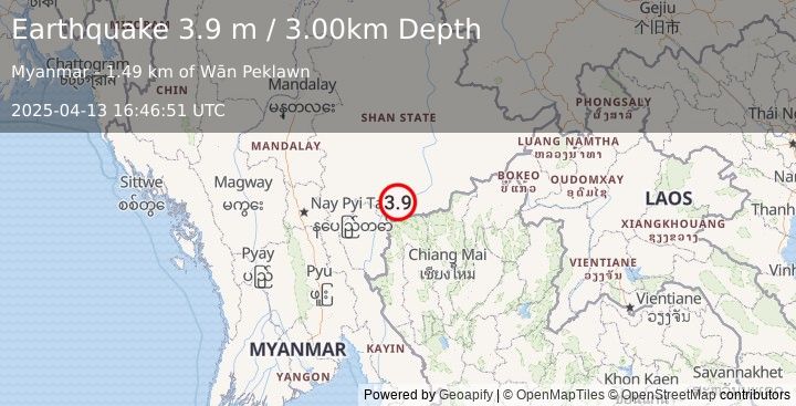 Earthquake THAILAND (3.9 m) (2025-04-13 16:46:51 UTC)
