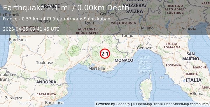 Earthquake FRANCE (2.1 ml) (2025-04-25 09:41:45 UTC)