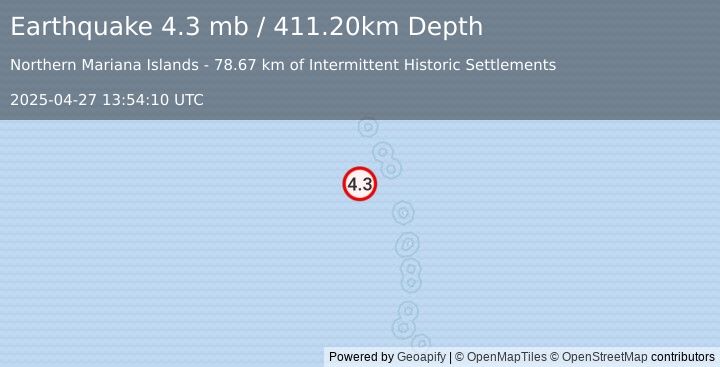 Earthquake MAUG ISLANDS REG, N. MARIANA IS. (4.3 mb) (2025-04-27 13:54:10 UTC)