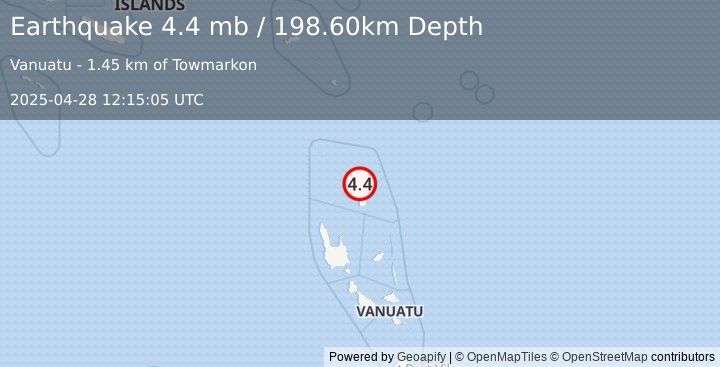 Earthquake VANUATU (4.4 mb) (2025-04-28 12:15:05 UTC)