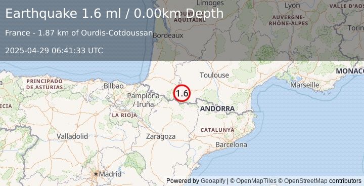 Earthquake FRANCE (1.6 ml) (2025-04-29 06:41:33 UTC)