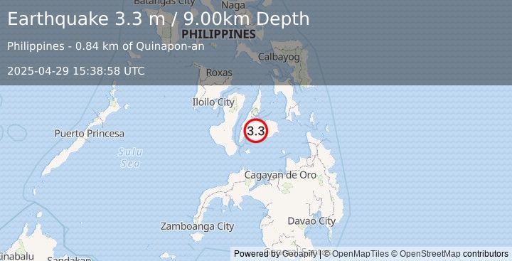 Earthquake NEGROS- CEBU REG, PHILIPPINES (3.3 m) (2025-04-29 15:38:58 UTC)