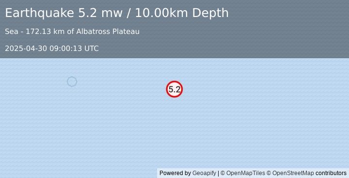 Earthquake NORTHERN EAST PACIFIC RISE (5.2 mw) (2025-04-30 09:00:13 UTC)