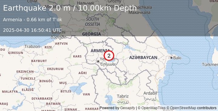 Earthquake ARMENIA (2.0 m) (2025-04-30 16:50:41 UTC)