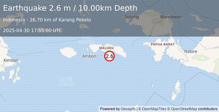 Earthquake SERAM, INDONESIA (2.6 m) (2025-04-30 17:55:00 UTC)