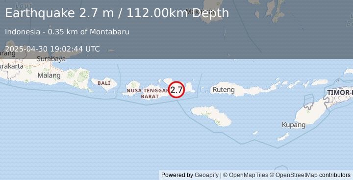 Earthquake SUMBAWA REGION, INDONESIA (2.7 m) (2025-04-30 19:02:44 UTC)
