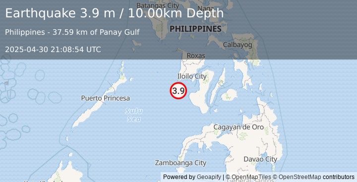 Earthquake PANAY, PHILIPPINES (3.9 m) (2025-04-30 21:08:54 UTC)