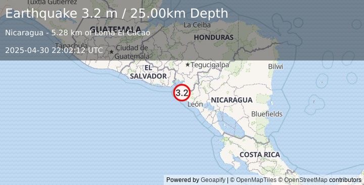 Earthquake OFF COAST OF CENTRAL AMERICA (4.2 m) (2025-04-30 22:01:58 UTC)