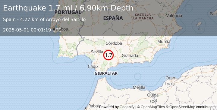 Earthquake SPAIN (1.7 ml) (2025-05-01 00:01:19 UTC)