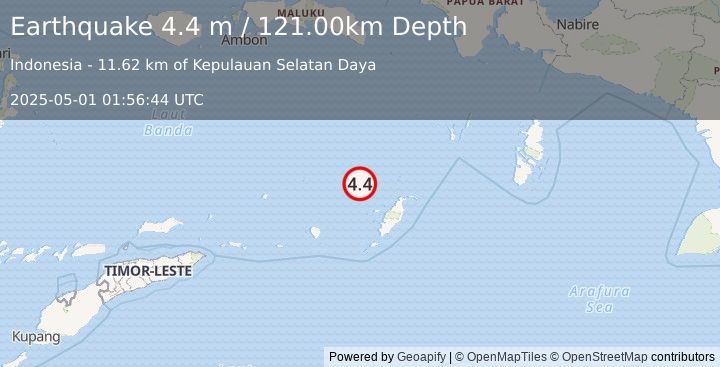 Earthquake BANDA SEA (4.4 m) (2025-05-01 01:56:44 UTC)