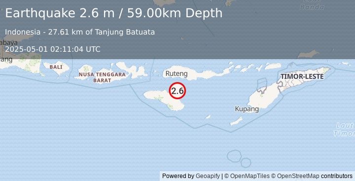 Earthquake SUMBA REGION, INDONESIA (2.6 m) (2025-05-01 02:11:04 UTC)