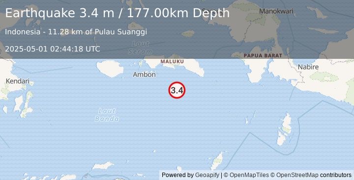 Earthquake BANDA SEA (3.4 m) (2025-05-01 02:44:18 UTC)