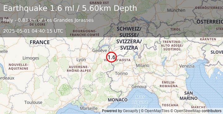Earthquake FRANCE (1.6 ml) (2025-05-01 04:40:15 UTC)