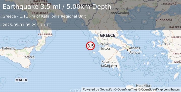 Earthquake GREECE (3.2 ml) (2025-05-01 05:29:15 UTC)