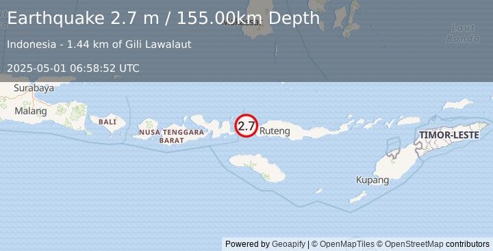 Earthquake FLORES REGION, INDONESIA (2.7 m) (2025-05-01 06:58:52 UTC)