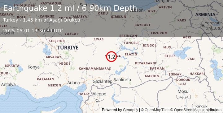 Earthquake EASTERN TURKEY (1.2 ml) (2025-05-01 13:30:39 UTC)