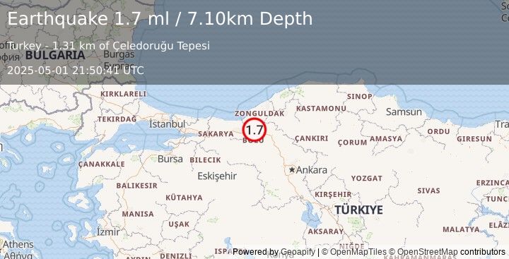 Earthquake WESTERN TURKEY (1.7 ml) (2025-05-01 21:50:41 UTC)