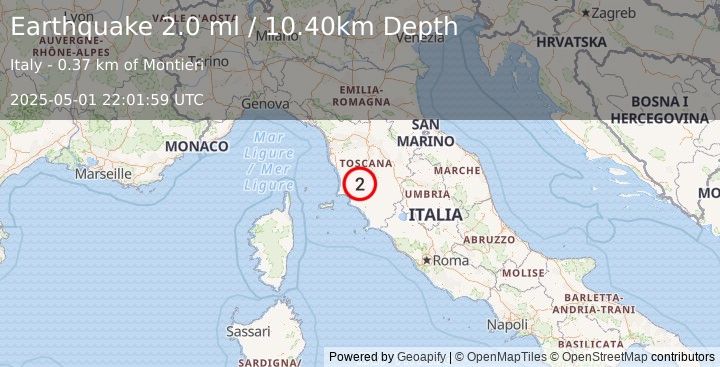 Earthquake CENTRAL ITALY (2.0 ml) (2025-05-01 22:01:59 UTC)