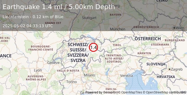 Earthquake LIECHTENSTEIN (1.4 ml) (2025-05-02 04:33:13 UTC)
