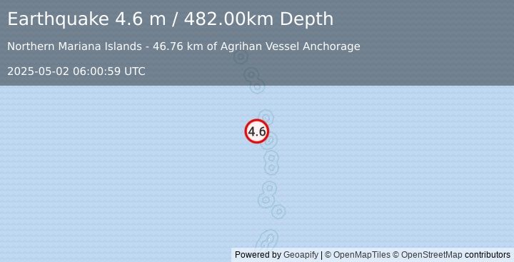 Earthquake PAGAN REG., N. MARIANA ISLANDS (4.6 m) (2025-05-02 06:00:59 UTC)