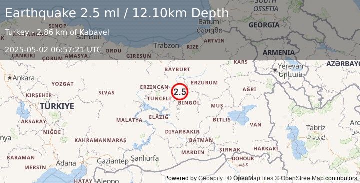 Earthquake EASTERN TURKEY (2.5 ml) (2025-05-02 06:57:21 UTC)