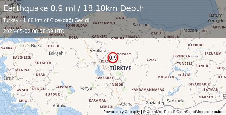 Earthquake CENTRAL TURKEY (0.9 ml) (2025-05-02 08:58:59 UTC)