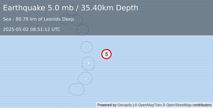Earthquake SOUTH SANDWICH ISLANDS REGION (5.0 mb) (2025-05-02 08:51:12 UTC)