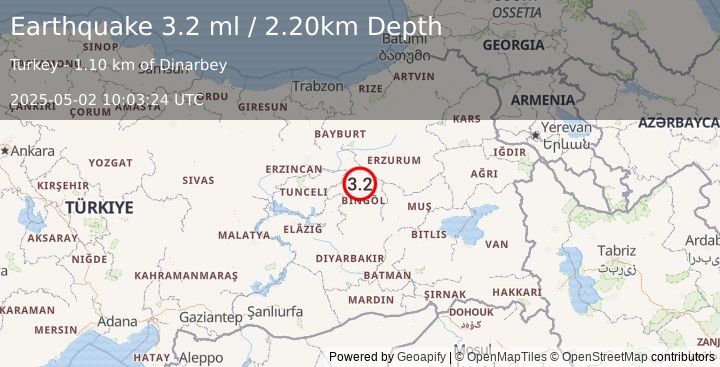 Earthquake EASTERN TURKEY (3.2 ml) (2025-05-02 10:03:24 UTC)