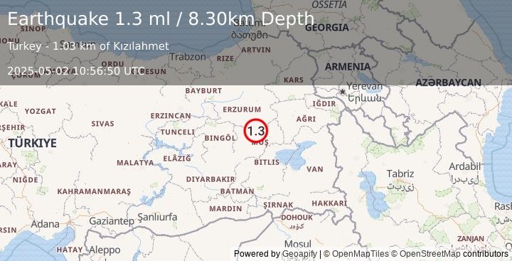 Earthquake EASTERN TURKEY (1.3 ml) (2025-05-02 10:56:50 UTC)
