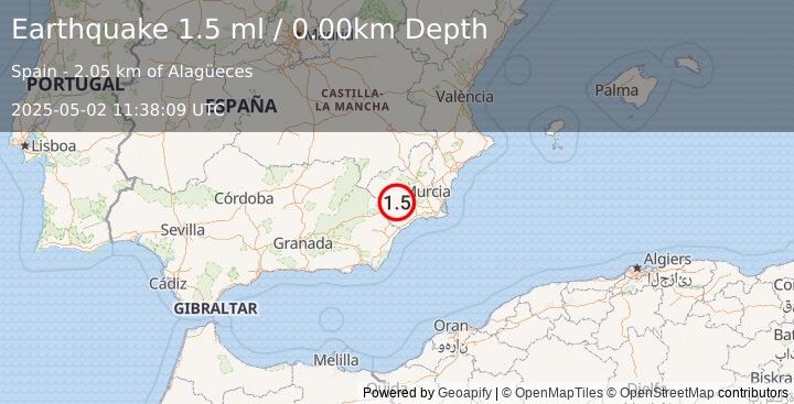 Earthquake SPAIN (1.5 ml) (2025-05-02 11:38:08 UTC)