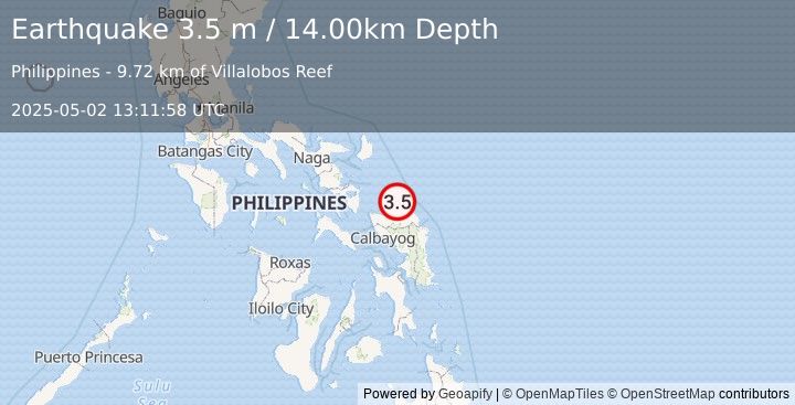 Earthquake SAMAR, PHILIPPINES (3.5 m) (2025-05-02 13:11:58 UTC)
