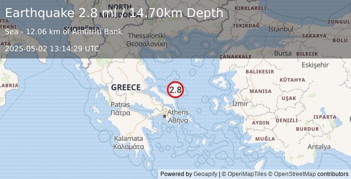 Earthquake AEGEAN SEA (2.8 ml) (2025-05-02 13:14:29 UTC)