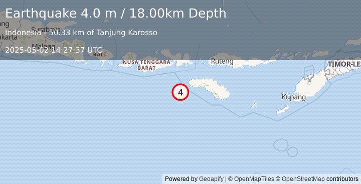 Earthquake SUMBAWA REGION, INDONESIA (4.0 m) (2025-05-02 14:27:37 UTC)