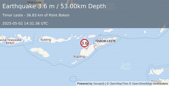 Earthquake KEPULAUAN ALOR, INDONESIA (3.6 m) (2025-05-02 14:31:36 UTC)