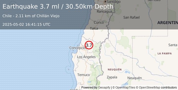 Earthquake BIO-BIO, CHILE (4.0 ml) (2025-05-02 16:41:14 UTC)