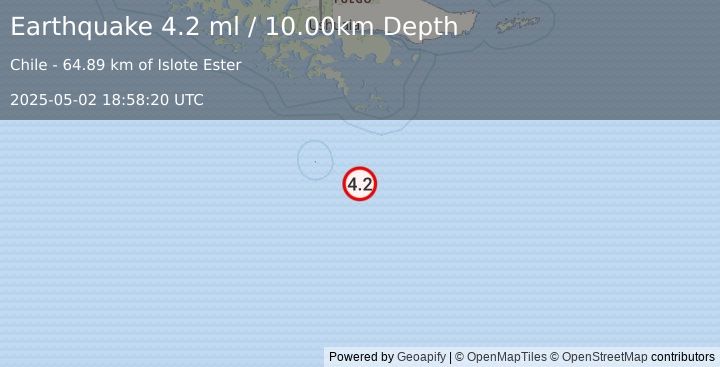 Earthquake DRAKE PASSAGE (4.2 ml) (2025-05-02 18:58:20 UTC)