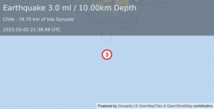 Earthquake DRAKE PASSAGE (3.0 ml) (2025-05-02 21:38:49 UTC)