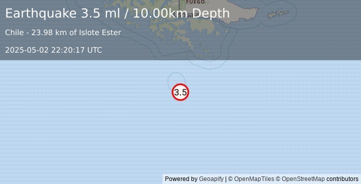 Earthquake DRAKE PASSAGE (3.5 ml) (2025-05-02 22:20:17 UTC)