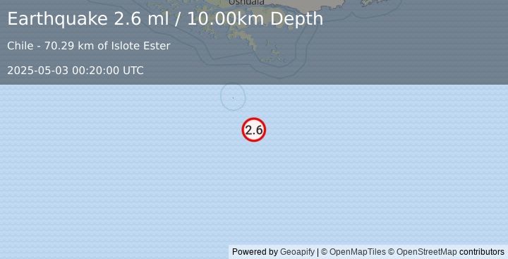 Earthquake DRAKE PASSAGE (2.6 ml) (2025-05-03 00:20:00 UTC)