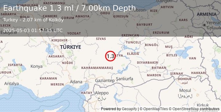 Earthquake CENTRAL TURKEY (1.3 ml) (2025-05-03 01:57:35 UTC)