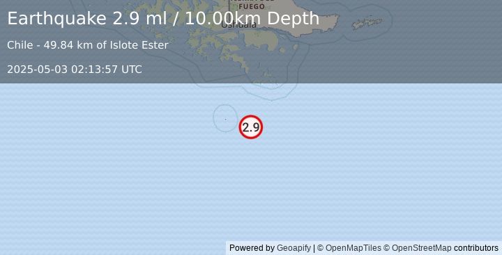 Earthquake DRAKE PASSAGE (2.9 ml) (2025-05-03 02:13:57 UTC)