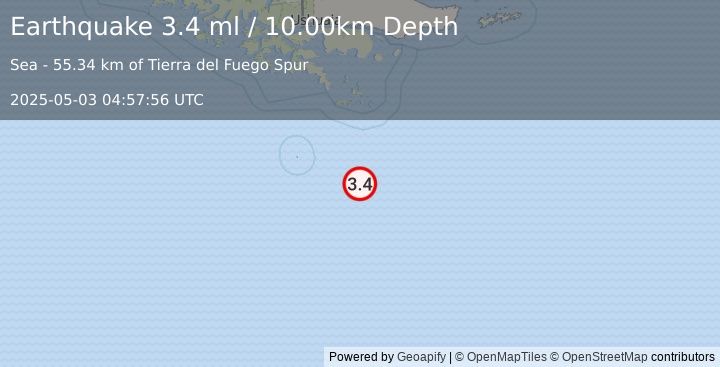 Earthquake DRAKE PASSAGE (3.4 ml) (2025-05-03 04:57:56 UTC)