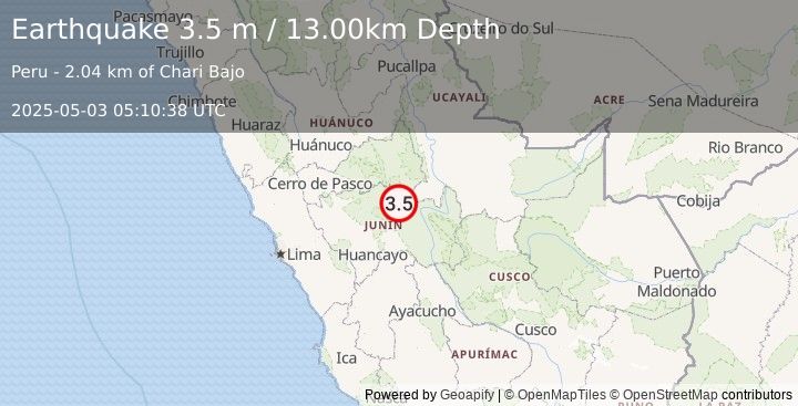 Earthquake CENTRAL PERU (3.5 m) (2025-05-03 05:10:38 UTC)